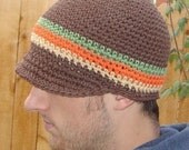 Adult Visor Beanie - chocolate, light sage, burnt orange, camel