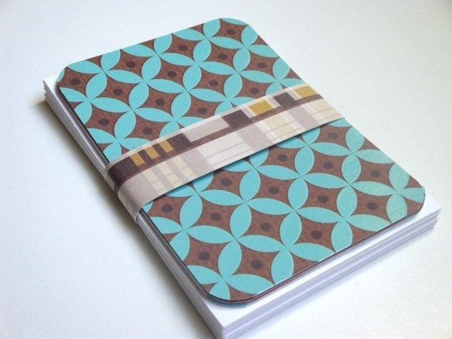 The Turquoise and Brown and Red Flat Notecards