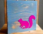 SALE - Pink Squirrel Wood Block B31