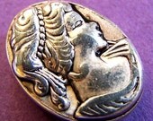 Portrait Cameo Beads  4  Large Vintage Style Grecian Antique Silver 18mm x 13mm  B18AS