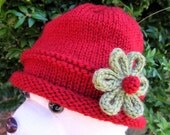 Handknit Baby Hat - flapper style - 0 - 24 months - made to order