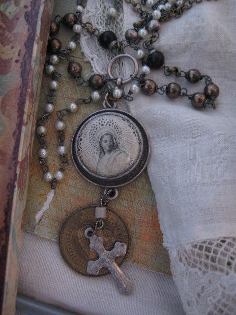 In The Arms of Grace... vintage assemblage necklace