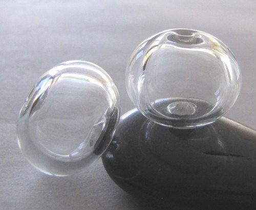 Crystal Clear Lampwork Glass Hollow Bead Pairs