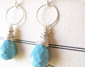 Turquoise Briolette Earrings on Sterling Silver