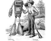 Signed Robot Jim and Huckleberry Finn Frontispiece 5x7