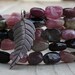 50% off Sale Tourmaline Memory Bracelet. Wrap. Silver Leaf Charm.