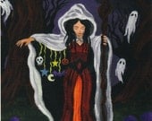 Crone's Secret Halloween witch art reproduction gothic print 5 x 7