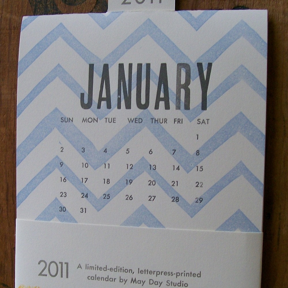 SALE: ZigZag 2011 Letterpress Wall Calendar