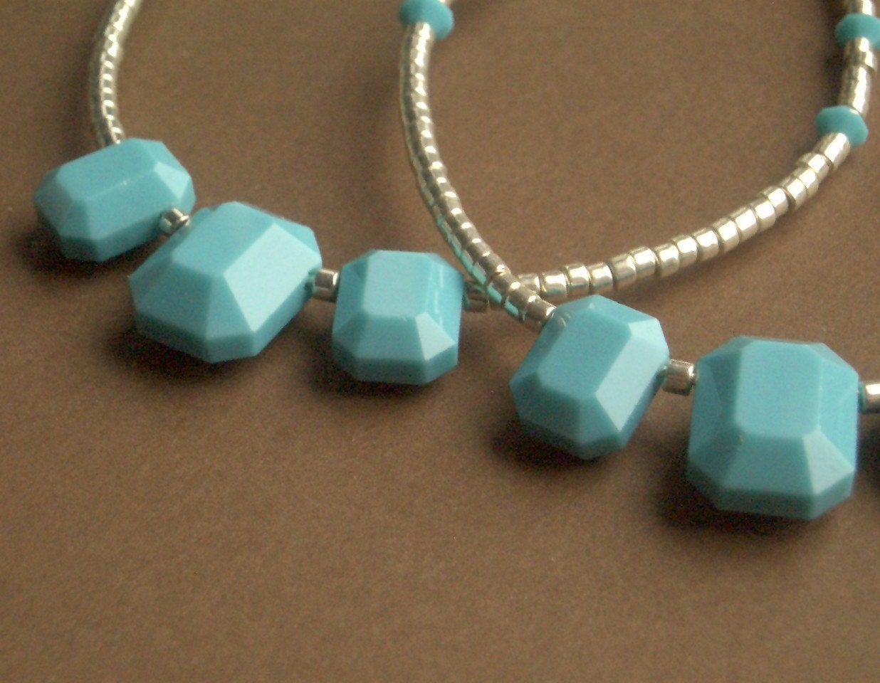 Silver and Swarovski Turquoise Teardrop Earrings - Sterling Silver