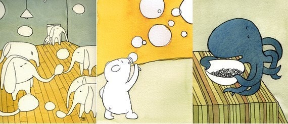 Three Signed Art Prints from Mellow Yellow Series