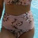 Retro look high waisted  bikini that pulls up or down The diva Kini will be a bikini for you or a one piece suit Vintage floral print