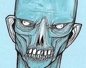 Zombie His undead ghoul horror scary guy man creepy walking dead zombie scary full color drawing art print