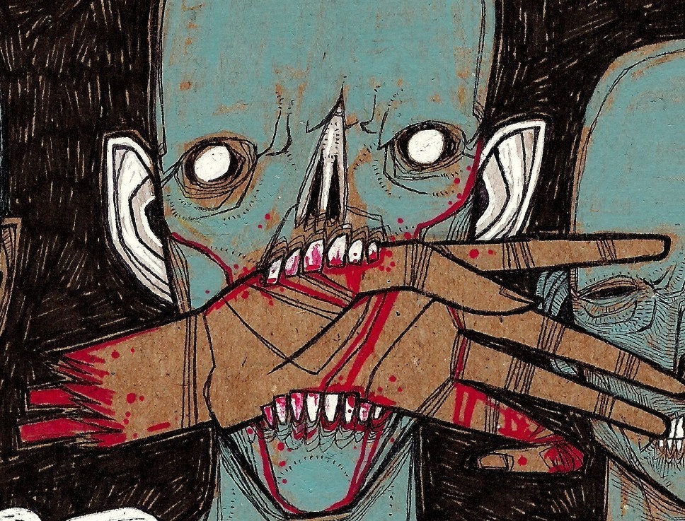 Zombie Last Wave undead zombie ghoul blood horror terror morbid walking dead scary drawing art print