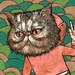 Cat Mask Boy full color flat faced cat Ron Swanson animal mask anthropomorphic cute kawaii whimsical art print poster