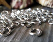 18 gauge hand cut sterling silver round jump rings. Artisan handmade. AGB quality circle jewelry findings 6mm 25 pieces. Made to order.