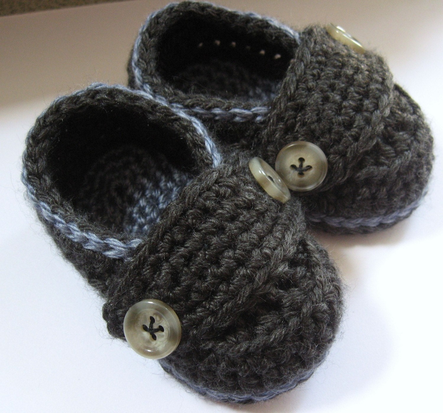 Crochet Baby Booties Little Button Loafers U Pick Size and Colors