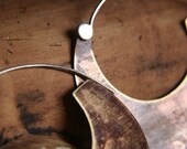 Large Bronze Tribal Hoops with Sterling Silver Earwires - Rustic or Ethnic Jewelry