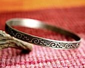 Tribal Bangle in German Silver - Ethnic Bracelet - Sterling Silver Bangle - Unisex Bangle