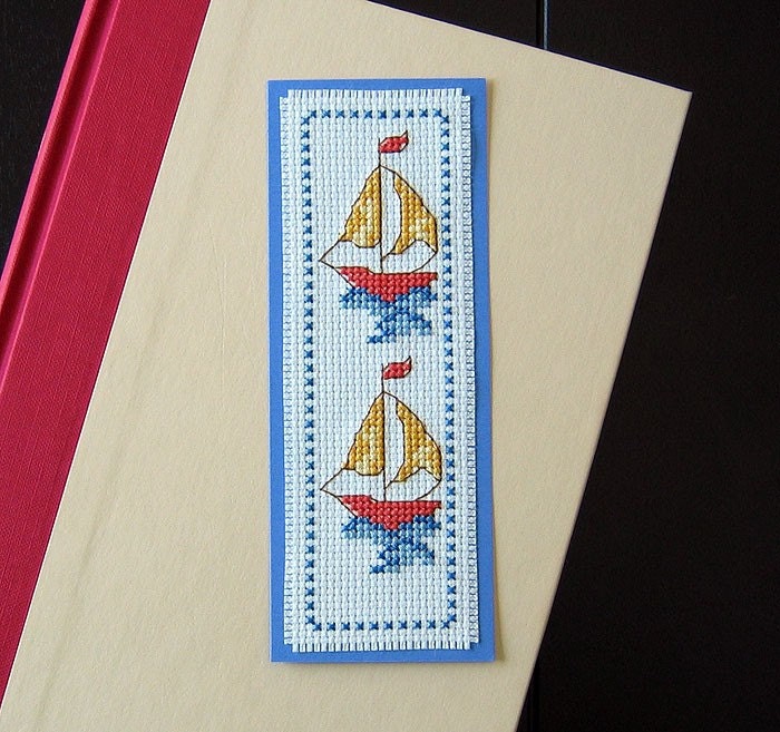 Bookmark - Cross Stitch Sailboats