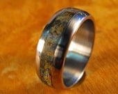 Titanium Ring with Black Ash Burl Wood Inlay