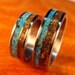Titanium Wedding Band Set- Turquoise and Tigerseye Stone Inlays