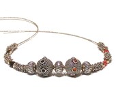 Fire Opal Necklace with Black Onyx and Sterling Silver
