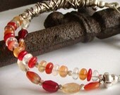 Opal Bracelet - Multi Strand Fire Opal with Wirework in Fine Silver