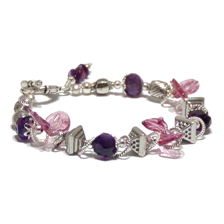 RESERVED - Tourmaline Bracelet, Amethyst and Sterling Silver