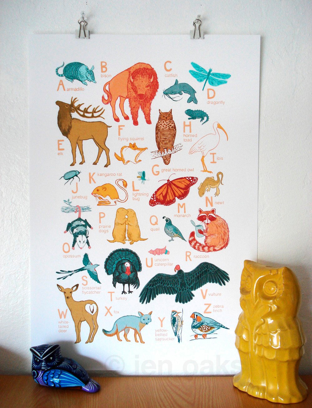 ABC Animal Print - Oklahoma Animals - 13x19