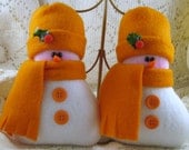 FLURRIES Snowmen in Orange Sherbet Set of 2