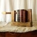 Recycled vintage bookcase wooden carpenter's vise