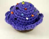 Small Crochet Cupcake with Multicolored Sprinkles