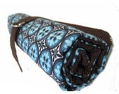 dpn knitting needle organizer - chocolate and blue mosaic