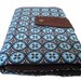 circular knitting needle organizer - chocolate and blue dots