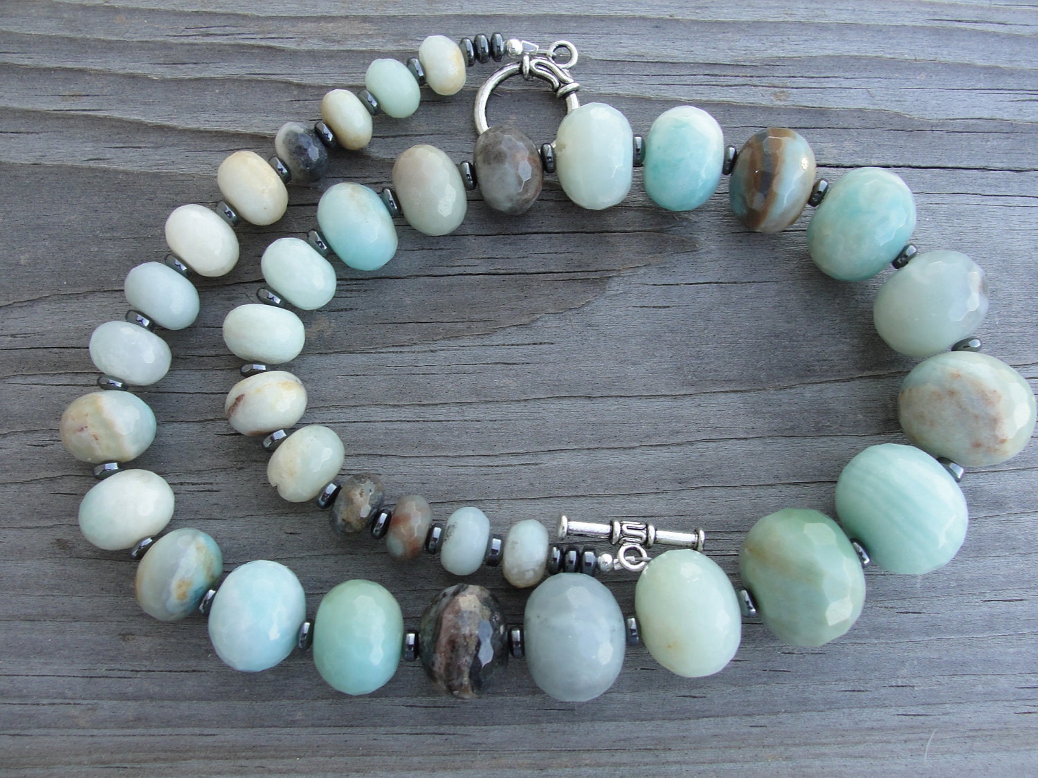 Graduated Faceted Amazonite Chunky Necklace