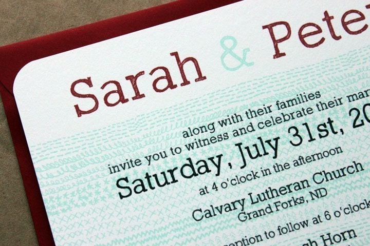 SAMPLE-stitches wedding invitation and rsvp set