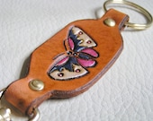 Blue and pink butterfly key fob