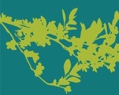 8x10 - Spring Tree On Teal - Modern Art Print