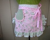 Aprons - Womens Half Aprons - Wedding Aprons - Bridal Aprons - Here Comes The Bride - Shabby Chic Handmade Apron