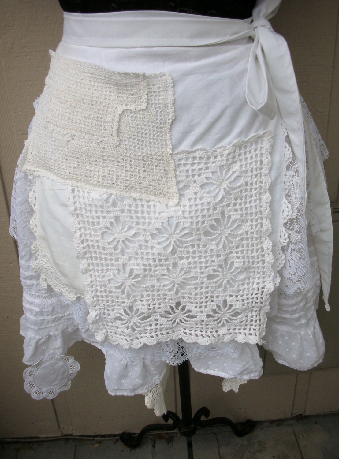 Aprons - Handmade Half Aprons - Shabby Chic Aprons - French Flea Market Chic Apron