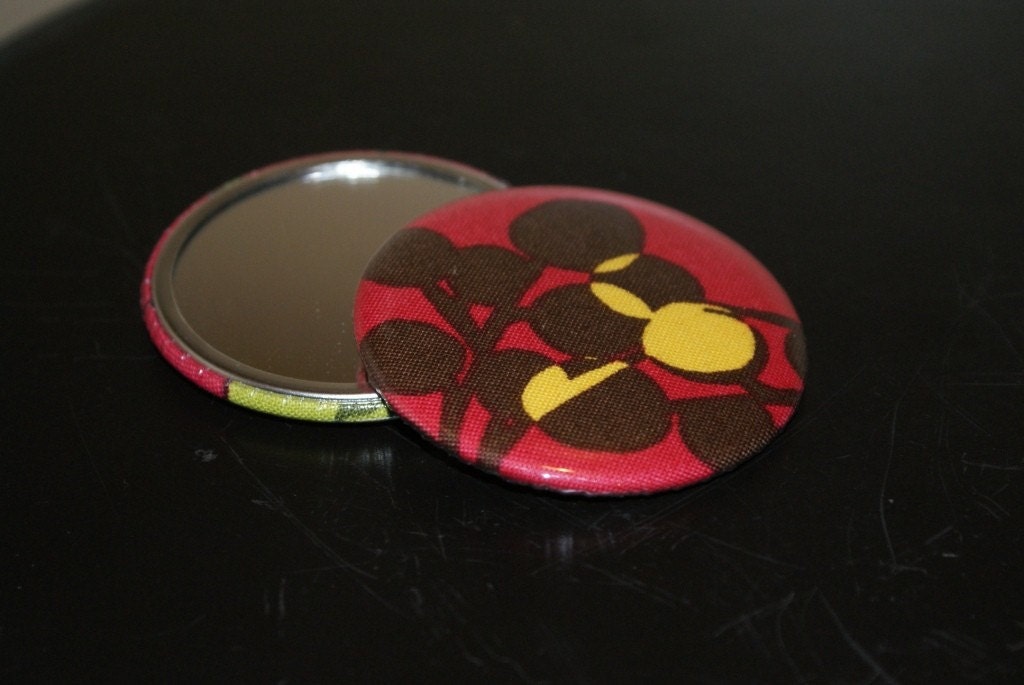 Fabric Covered Pocket Mirror 2.25 inches