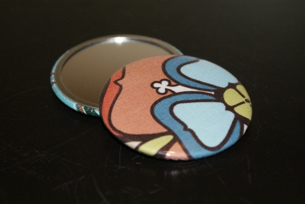 Fabric Covered Pocket Mirror 2.25 inches