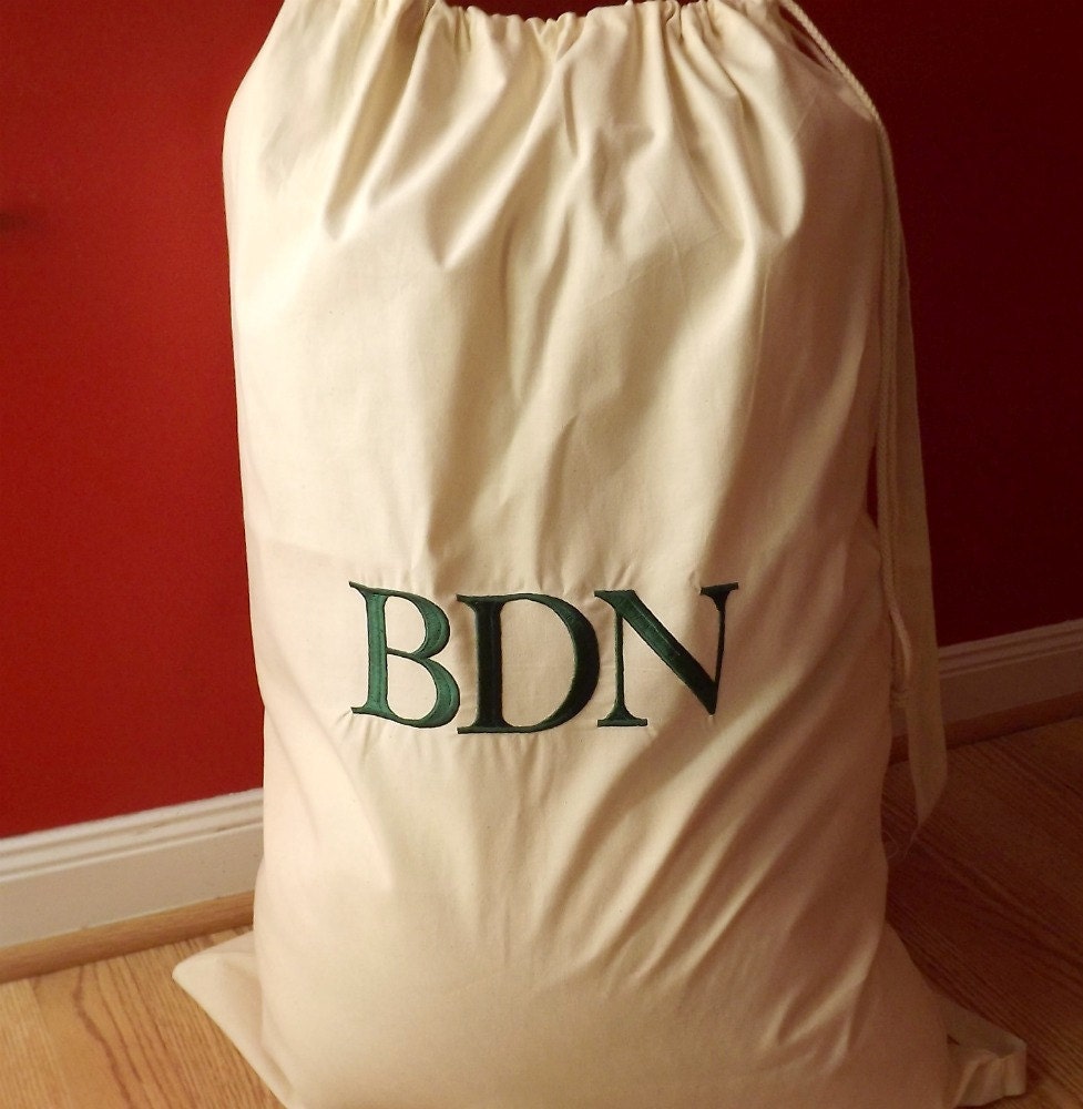Large Cotton Laundry Bag - Embroidered Name, Initials or Word - MrsMcKenziesMonogram