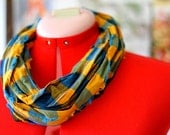 Infinity Scarf - Balinese Plaid, Orange and Blue