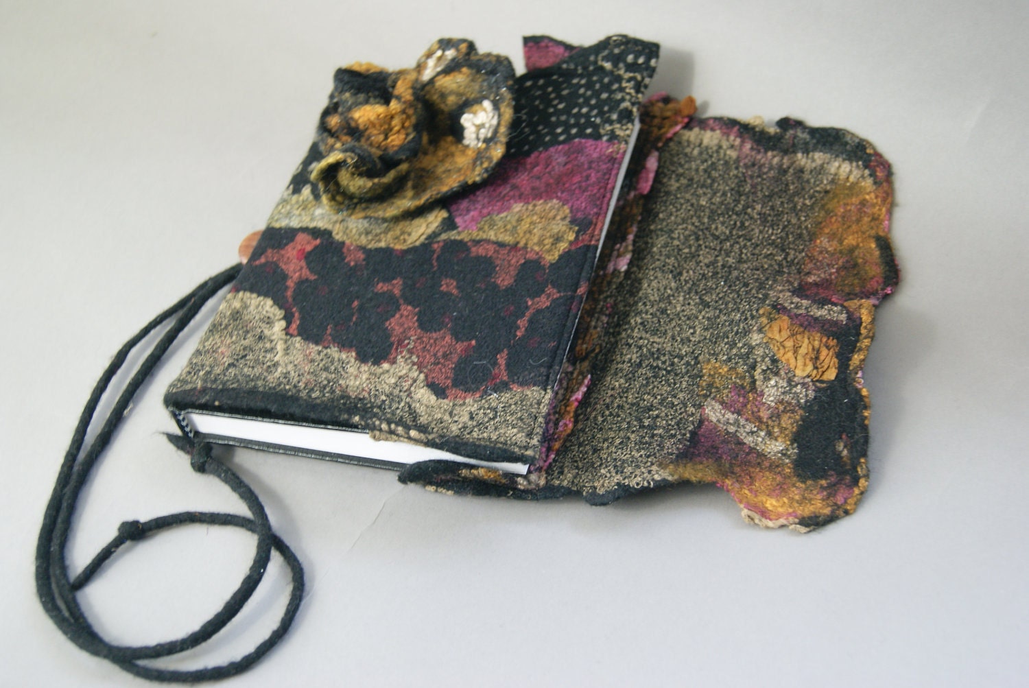 Nuno Felted Journal Cover with Nuno Flowers a Sugarplum Original by J. Gauger