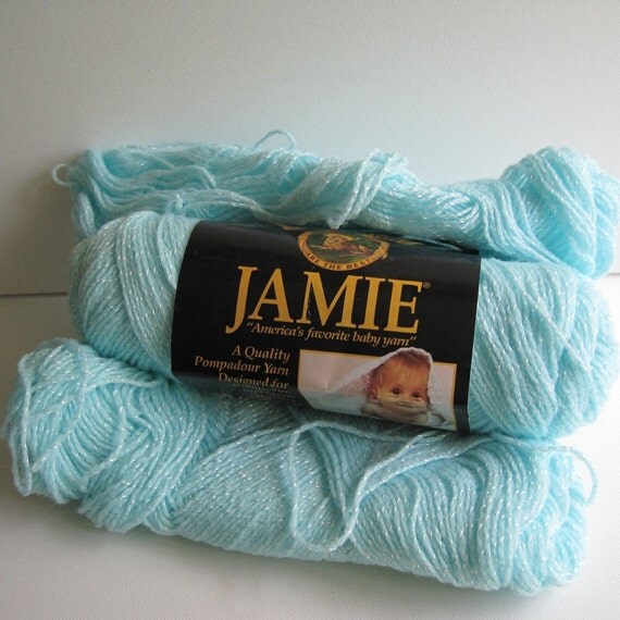 over 5 ounces Lion Brand Jamie aqua baby yarn by KNITBLITZ on Etsy