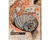 On SALE Small Snail Art Print on Wood, Children's Peach Woodgrain Drawing, DG MINI Norway Cabin