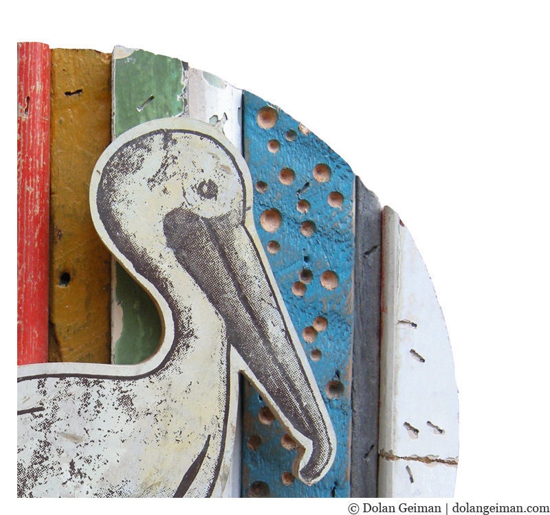 Pelican Art Coastal Home Decor, Rescued Wood Construction, Made to Order