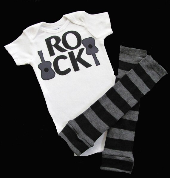 R O C K ..... Bodysuit and Baby leg warmers.. GIFT SET