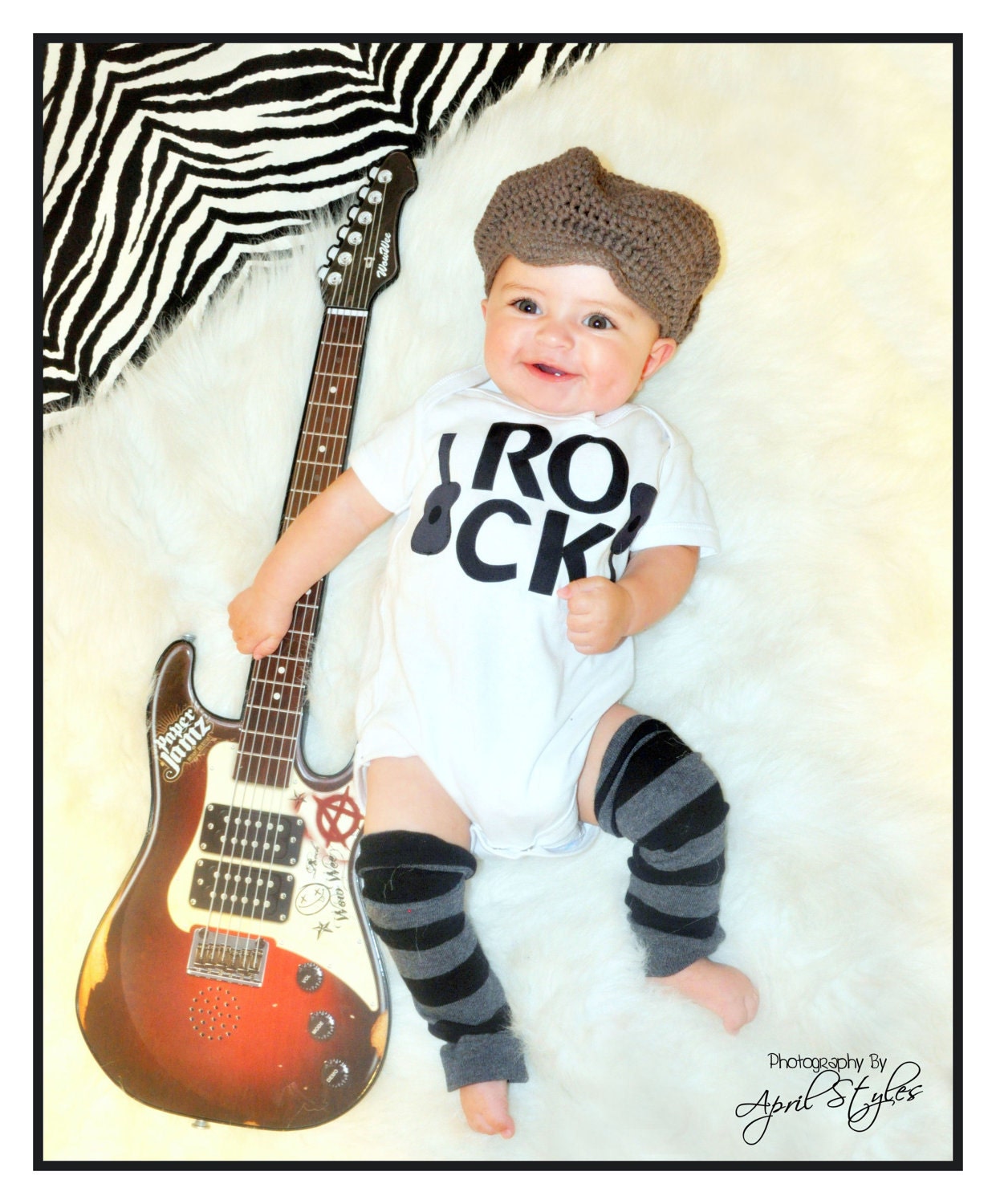 R O C K ..... Bodysuit and Baby leg warmers.. GIFT SET
